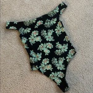 Free People black, mint and cream floral bodysuit!
